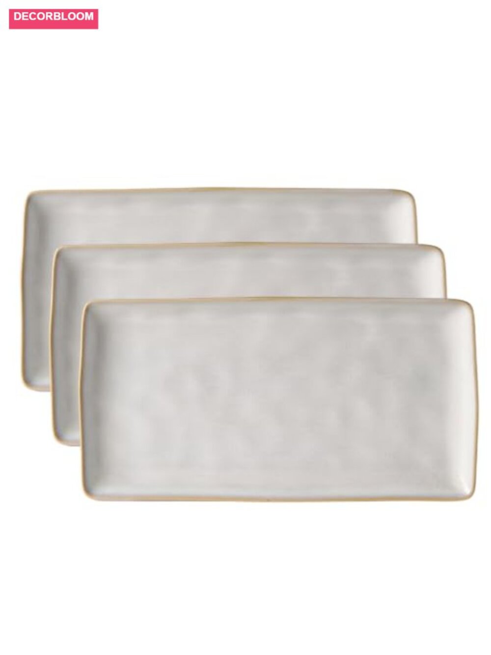 3-Pack Stoneware Serving Platters 14" Rectangular Wavy Design Microwave